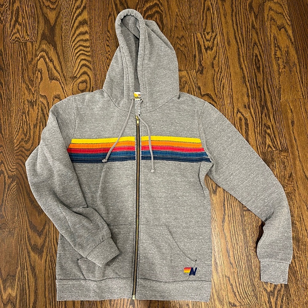 Aviator Nation adult medium grey zip hooded sweatshirt